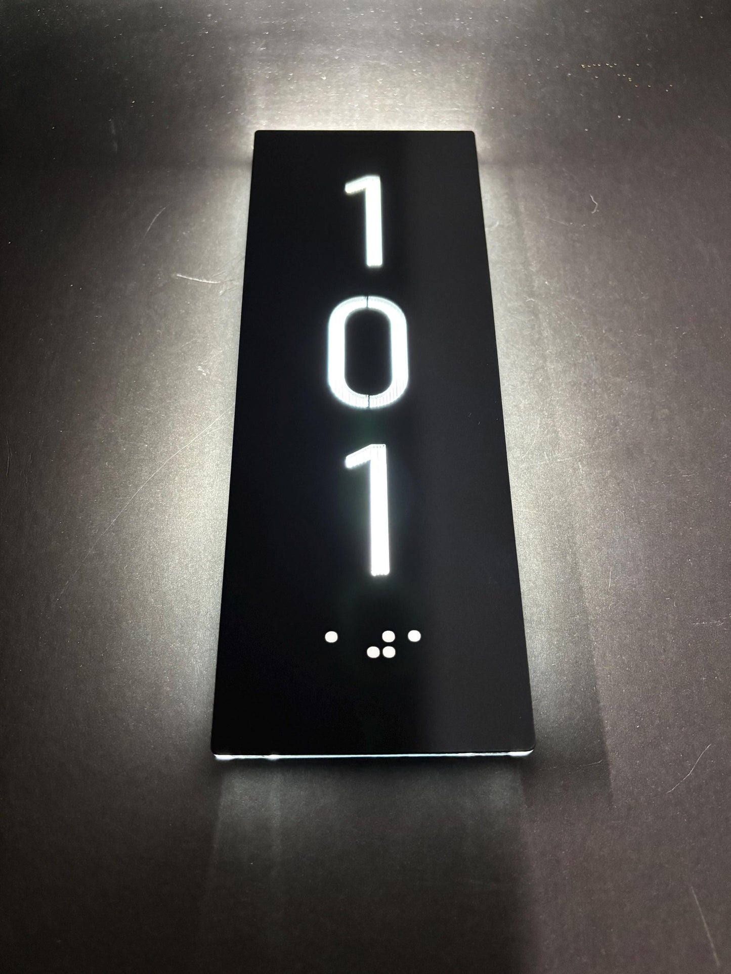 Hotel Door Number Sign with LED Light, Custom Acrylic Room Plaque, ADA Braille Door Sign, Personalized Stylish Hotel Room Number Sign