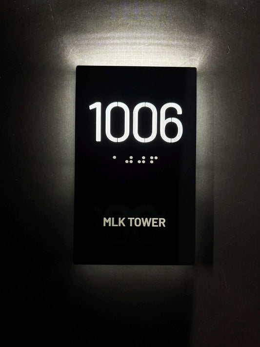 Hotel Door Sign with ADA Braille, LED Lighted Room Number Plaque, Custom Acrylic Hotel Room Sign, Personalized Door Sign
