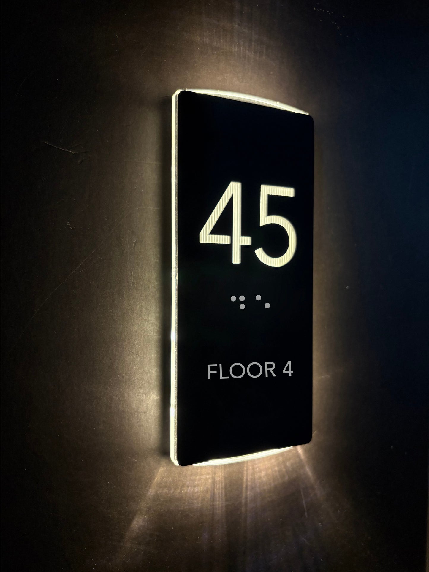 Backlit LED Hotel Room Number Sign, Custom Hotel Door Sign, Acrylic Room Door Sign, Room Plaque with Floor Number and ADA Braille