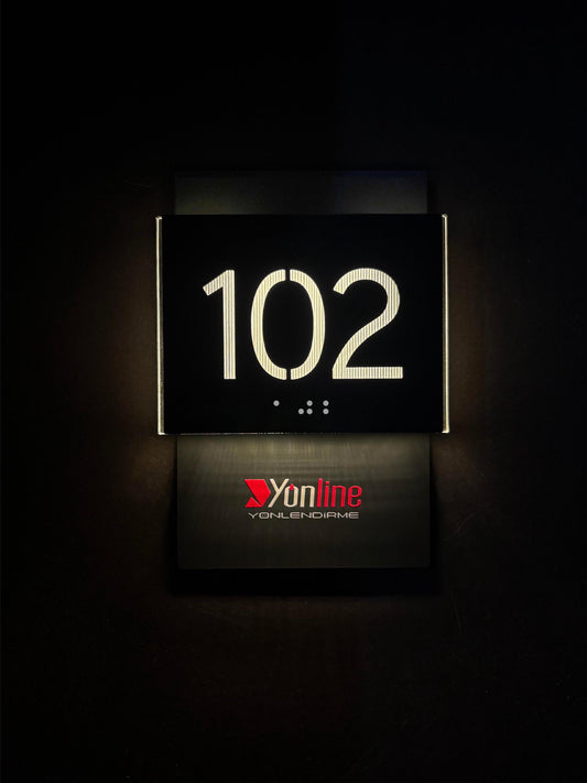 LED Hotel Room Sign with ADA Braille, Custom Illuminated Door Number Plaque with Logo, Personalized Acrylic Hotel Door Sign