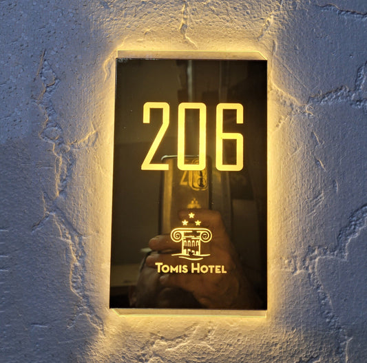 Personalized Room Number Sign, LED Door Sign for Hotel, Custom Hotel Door Room Sign, Hotel Decor, Acrylic Indoor Sign, Number Plaque