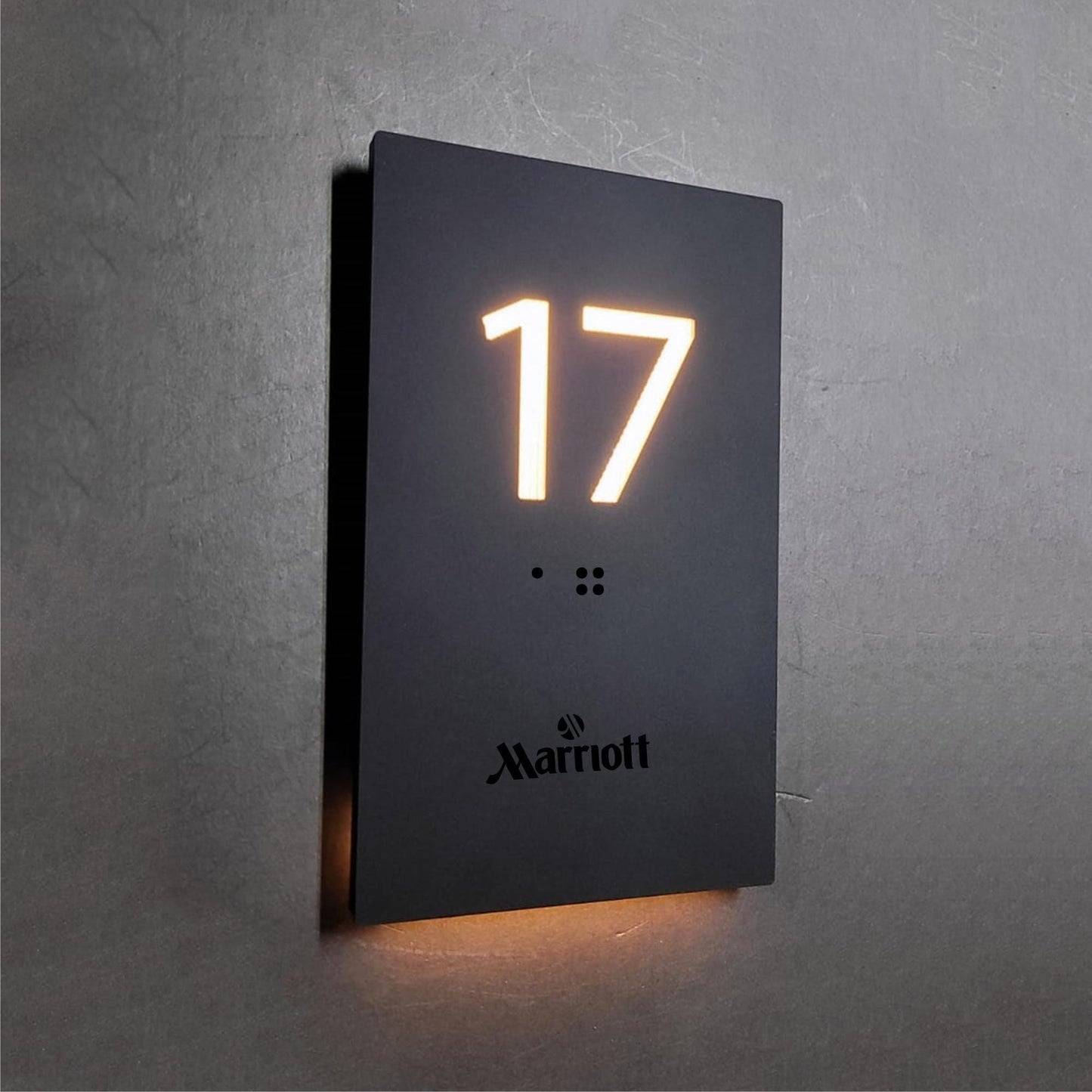 LED Room Number Sign, Custom Hotel Door Sign, Modern Hotel Door Room Sign, Hotel Decor, Personalized Number with ADA Braille and Logo
