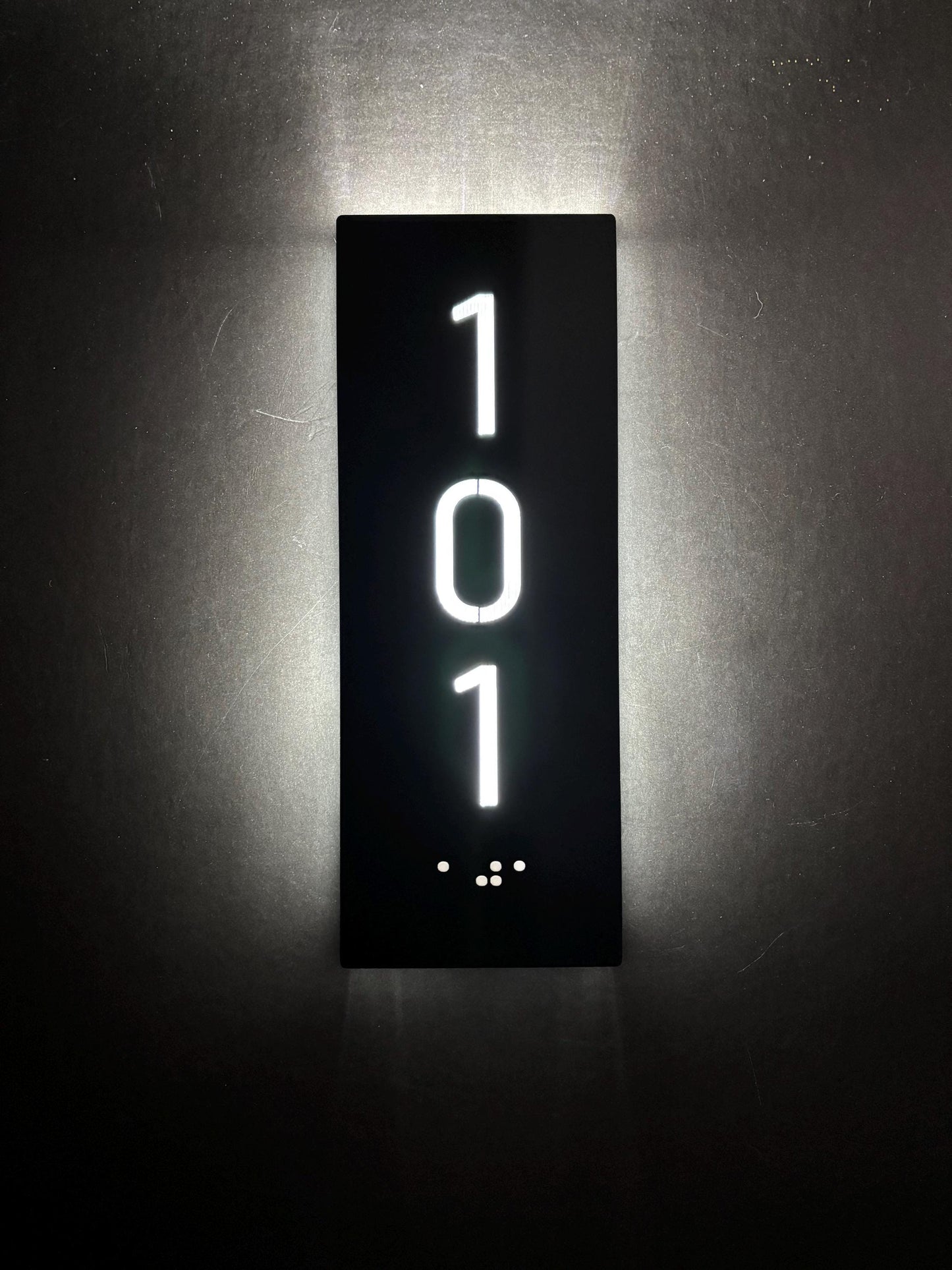 Hotel Door Number Sign with LED Light, Custom Acrylic Room Plaque, ADA Braille Door Sign, Personalized Stylish Hotel Room Number Sign