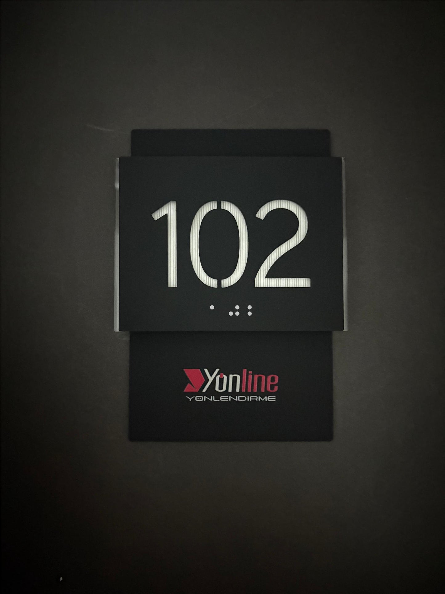 LED Hotel Room Sign with ADA Braille, Custom Illuminated Door Number Plaque with Logo, Personalized Acrylic Hotel Door Sign