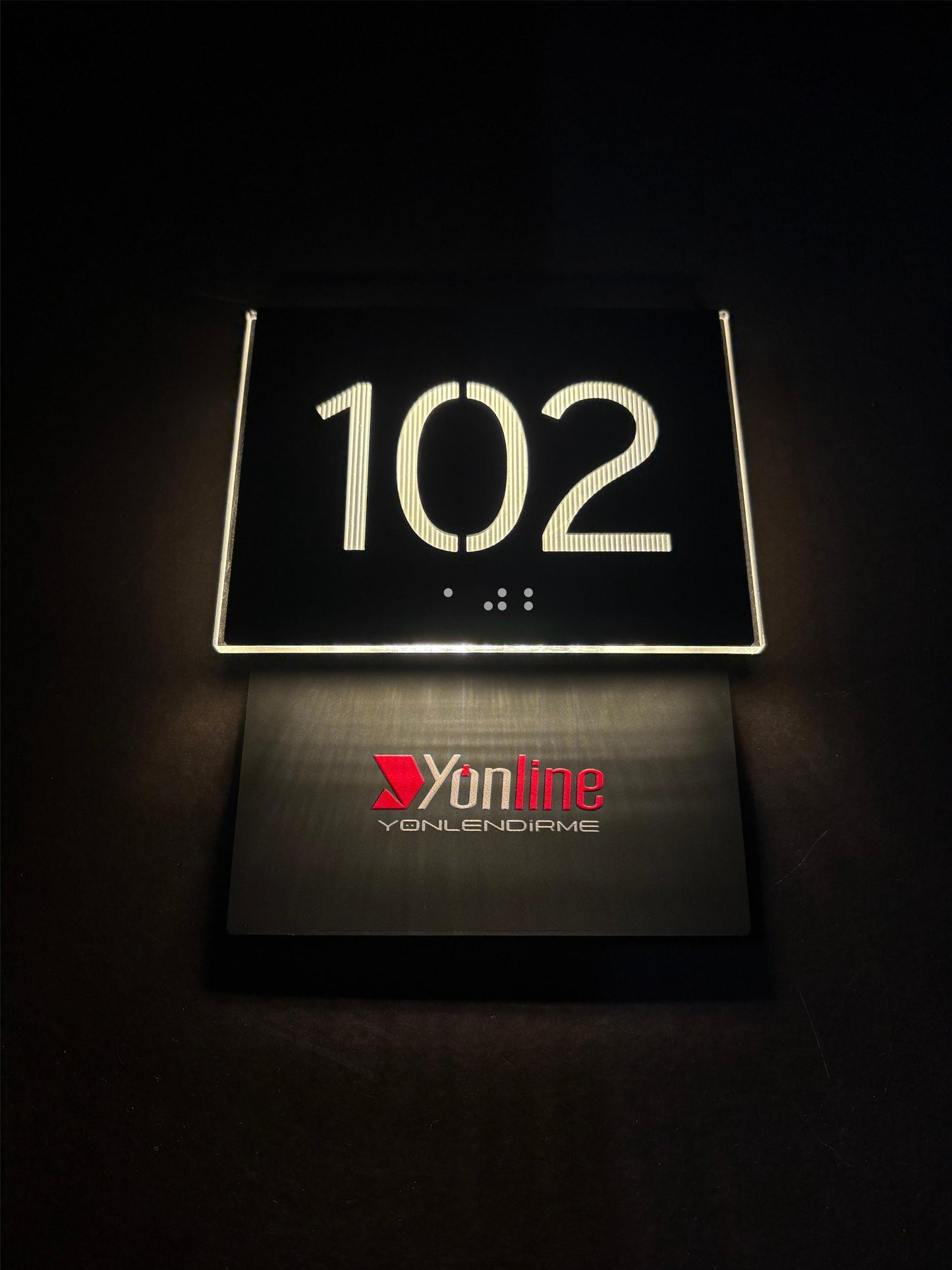 LED Hotel Room Sign with ADA Braille, Custom Illuminated Door Number Plaque with Logo, Personalized Acrylic Hotel Door Sign