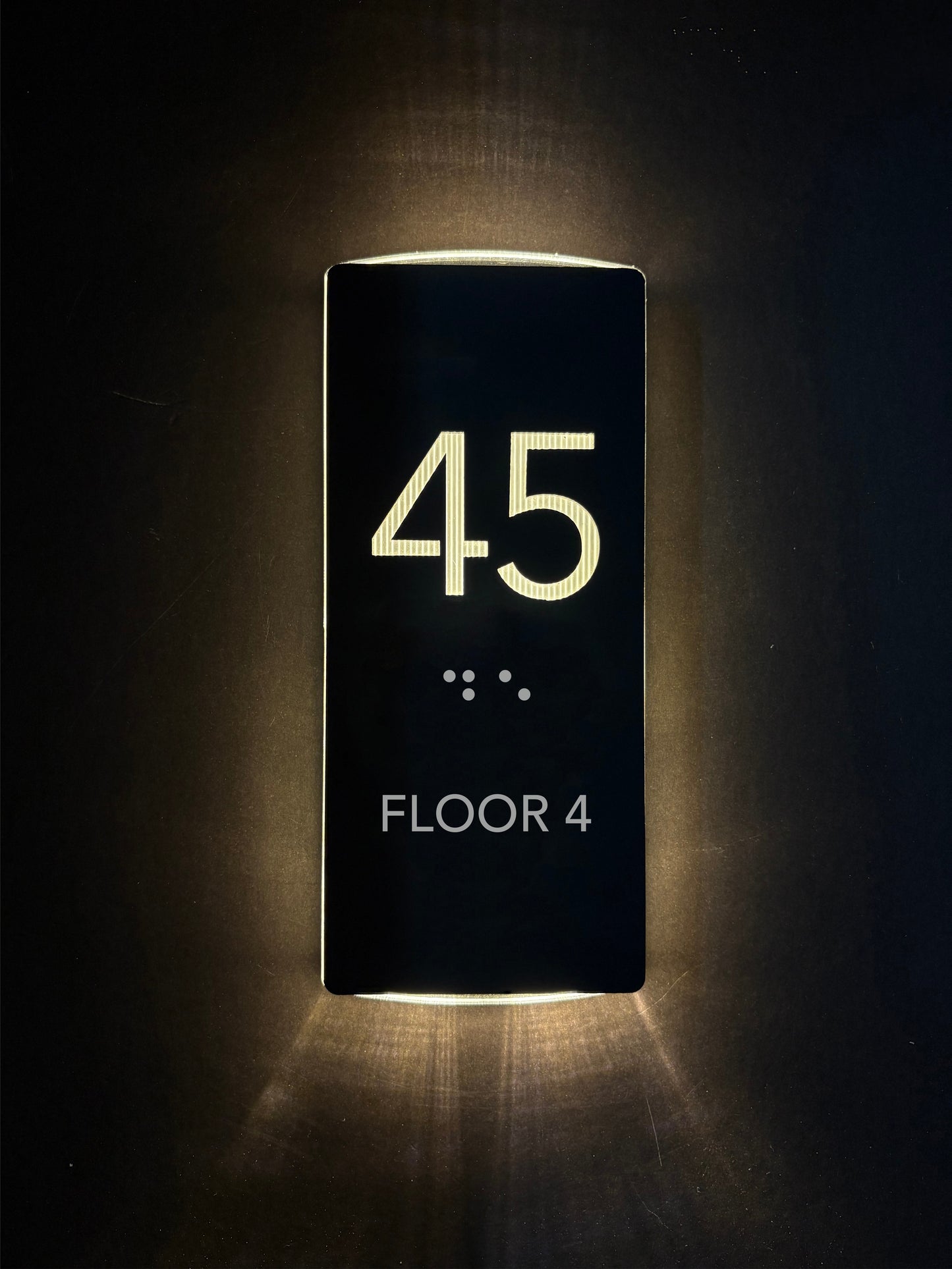 Backlit LED Hotel Room Number Sign, Custom Hotel Door Sign, Acrylic Room Door Sign, Room Plaque with Floor Number and ADA Braille