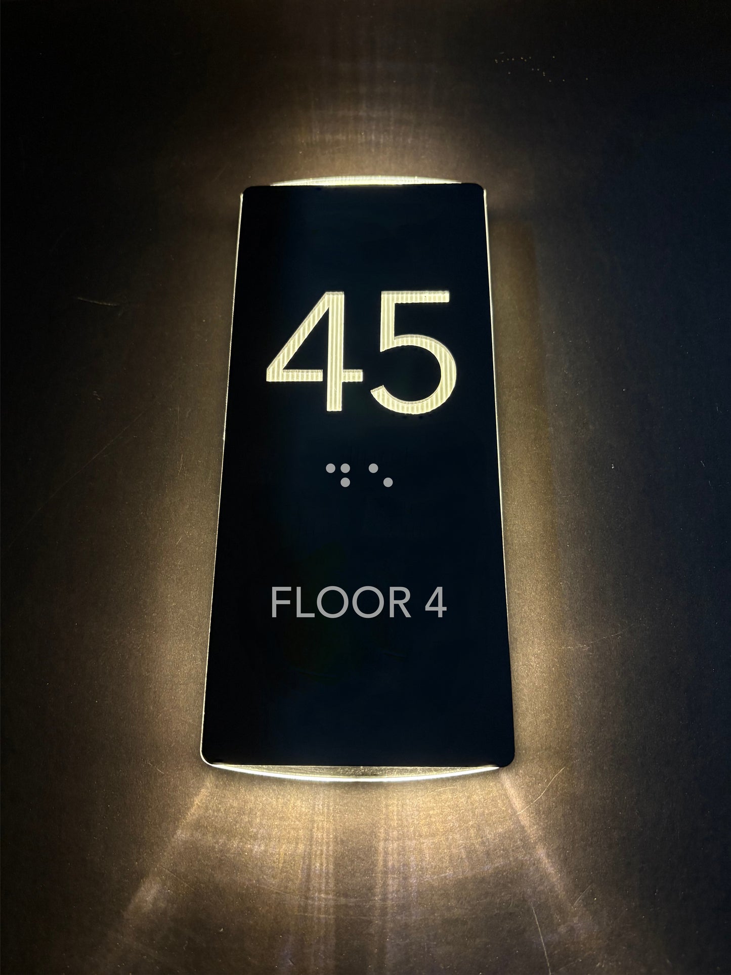 Backlit LED Hotel Room Number Sign, Custom Hotel Door Sign, Acrylic Room Door Sign, Room Plaque with Floor Number and ADA Braille