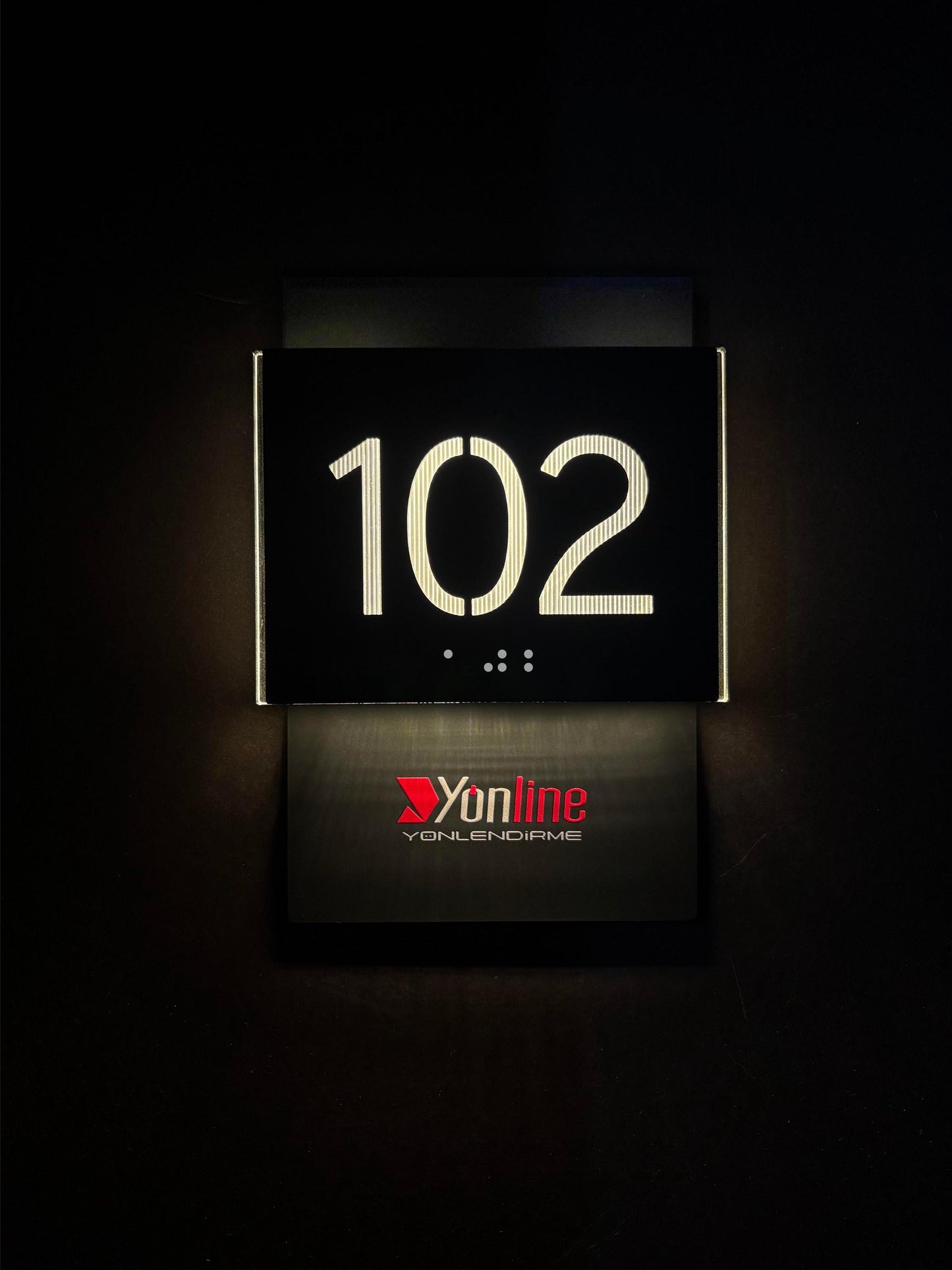 LED Hotel Room Sign with ADA Braille, Custom Illuminated Door Number Plaque with Logo, Personalized Acrylic Hotel Door Sign