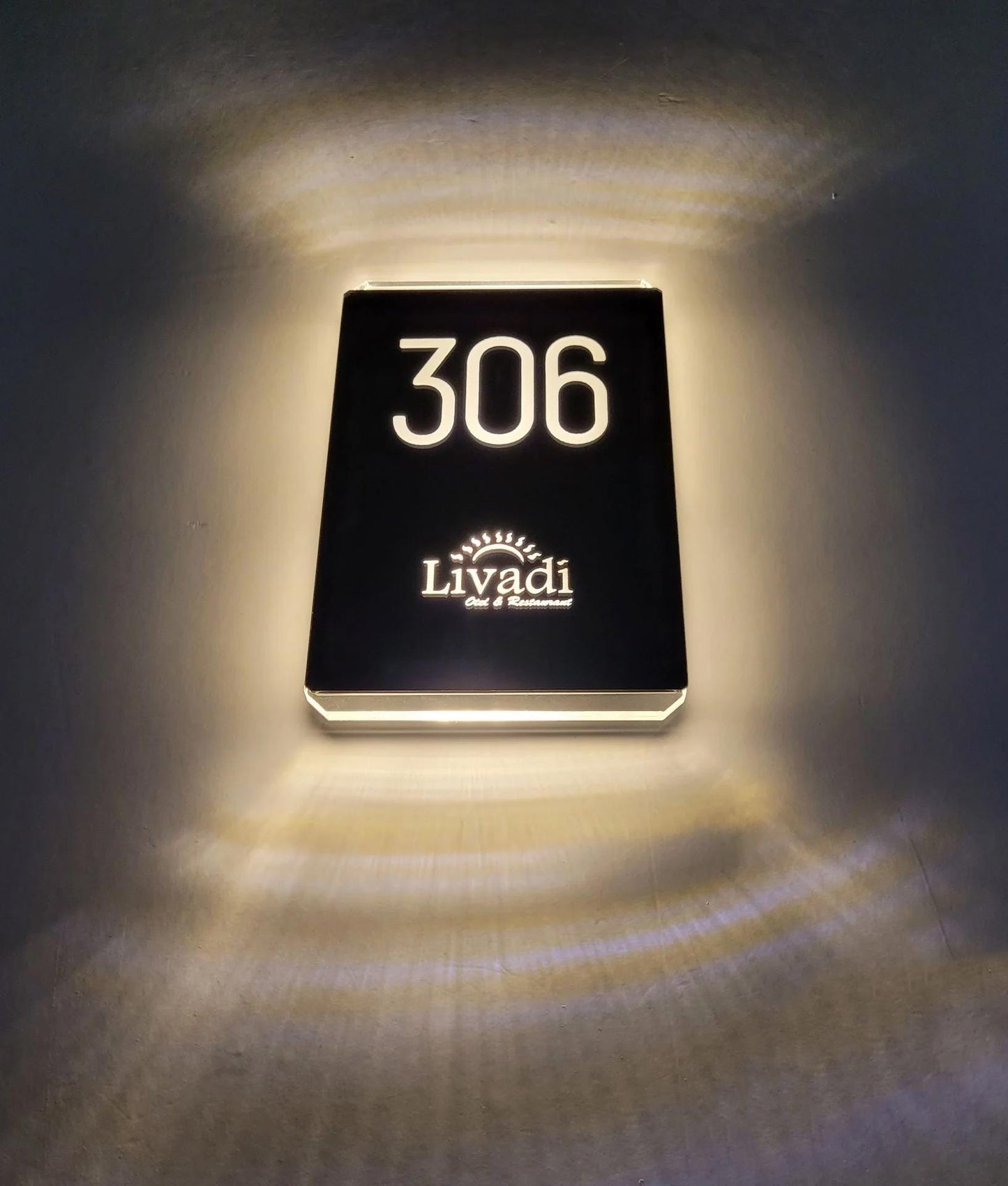 Premium LED Hotel Door Sign, Modern Acrylic Room Number Plaque, Personalized Hotel Decor, Elegant Room Number Sign, Handmade Hotel Door Sign