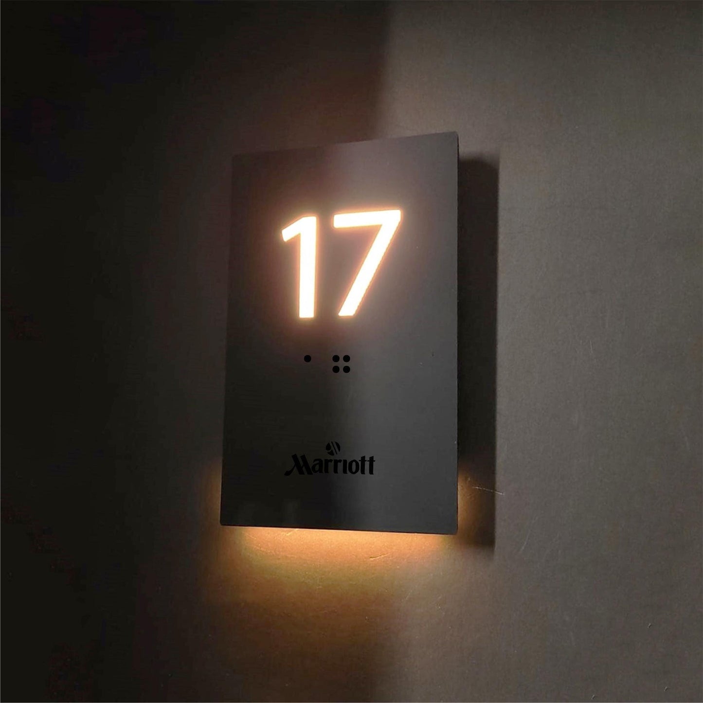 LED Room Number Sign, Custom Hotel Door Sign, Modern Hotel Door Room Sign, Hotel Decor, Personalized Number with ADA Braille and Logo